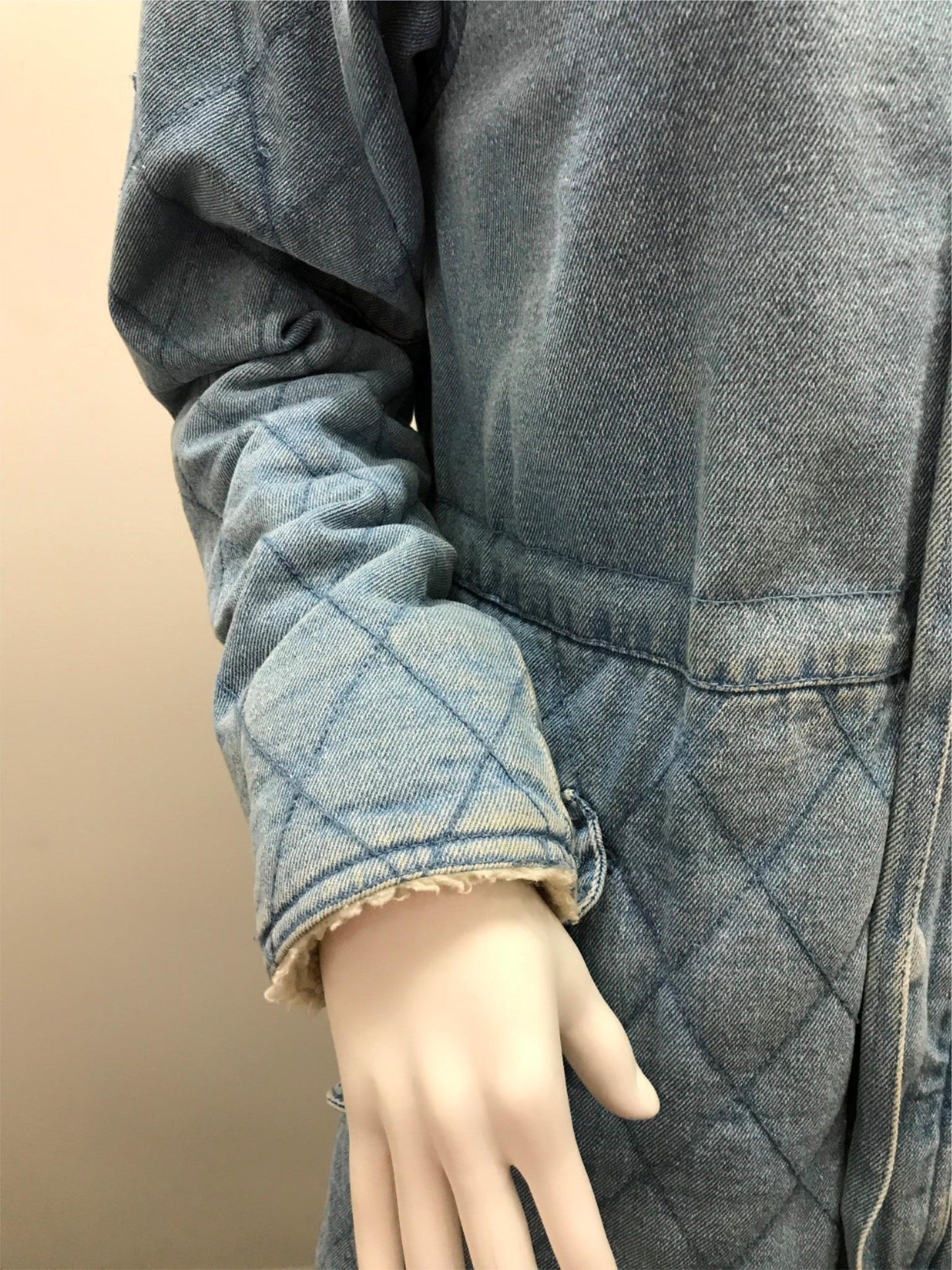 Ghanda Winter Denim Hooded Jacket Polyester Filling Ladies Sz Xs
