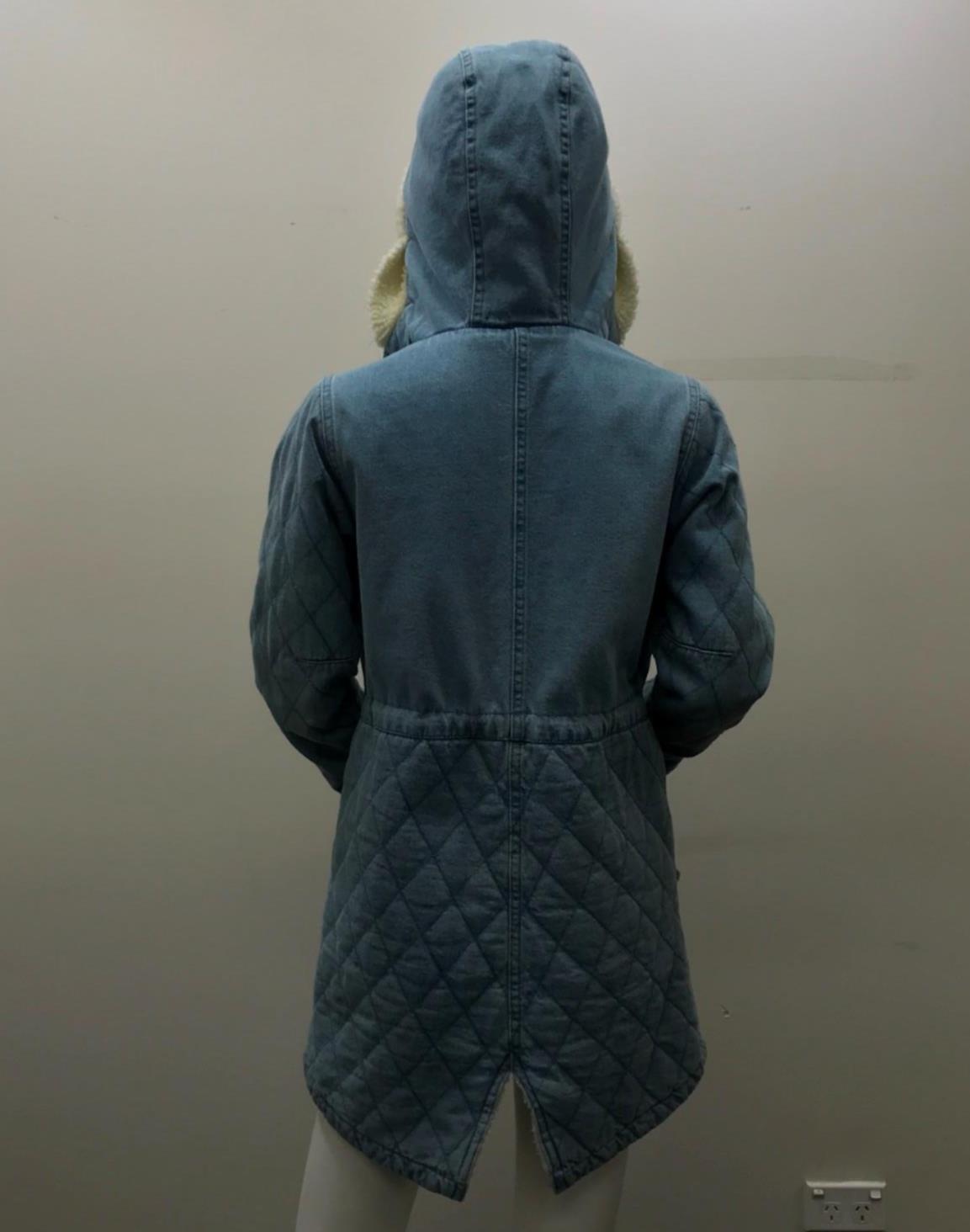 Ghanda Winter Denim Hooded Jacket Polyester Filling Ladies Sz Xs