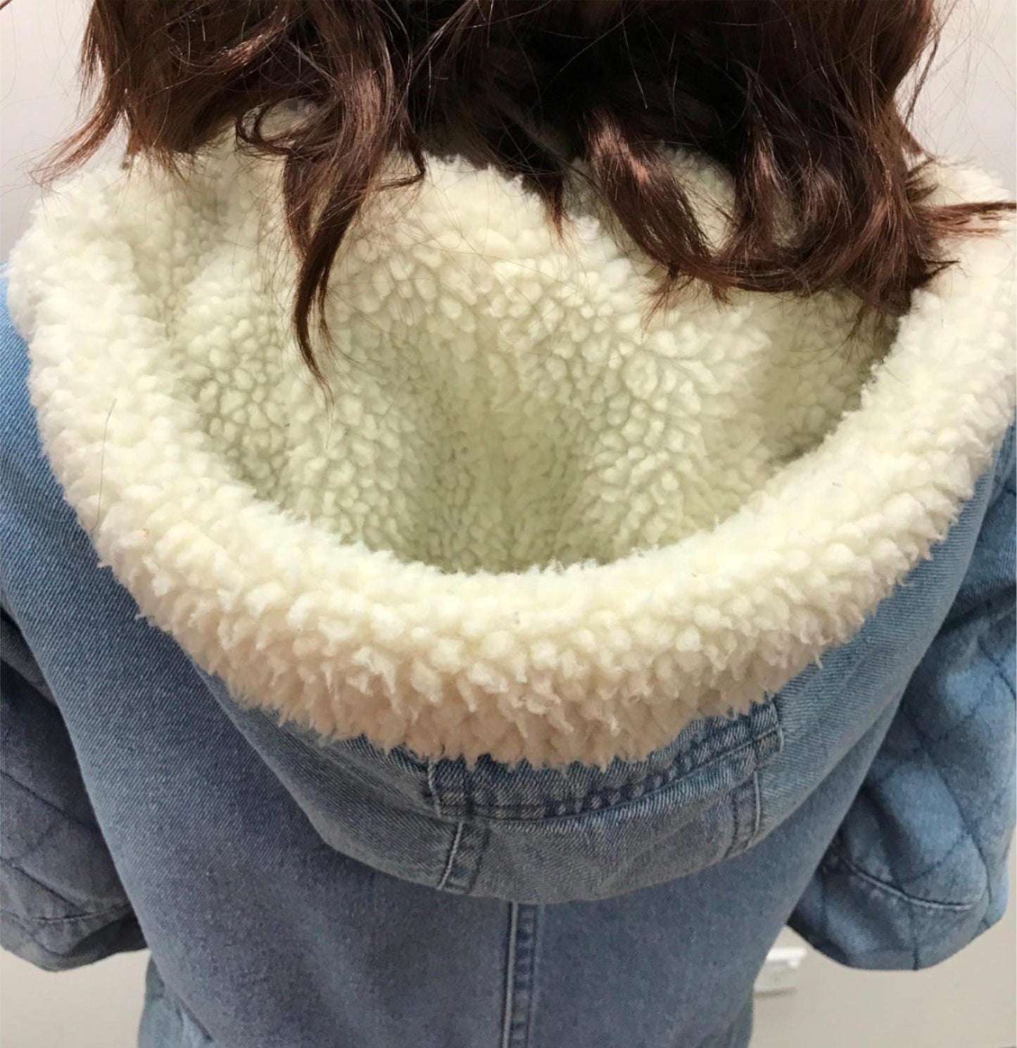 Ghanda Winter Denim Hooded Jacket Polyester Filling Ladies Sz Xs
