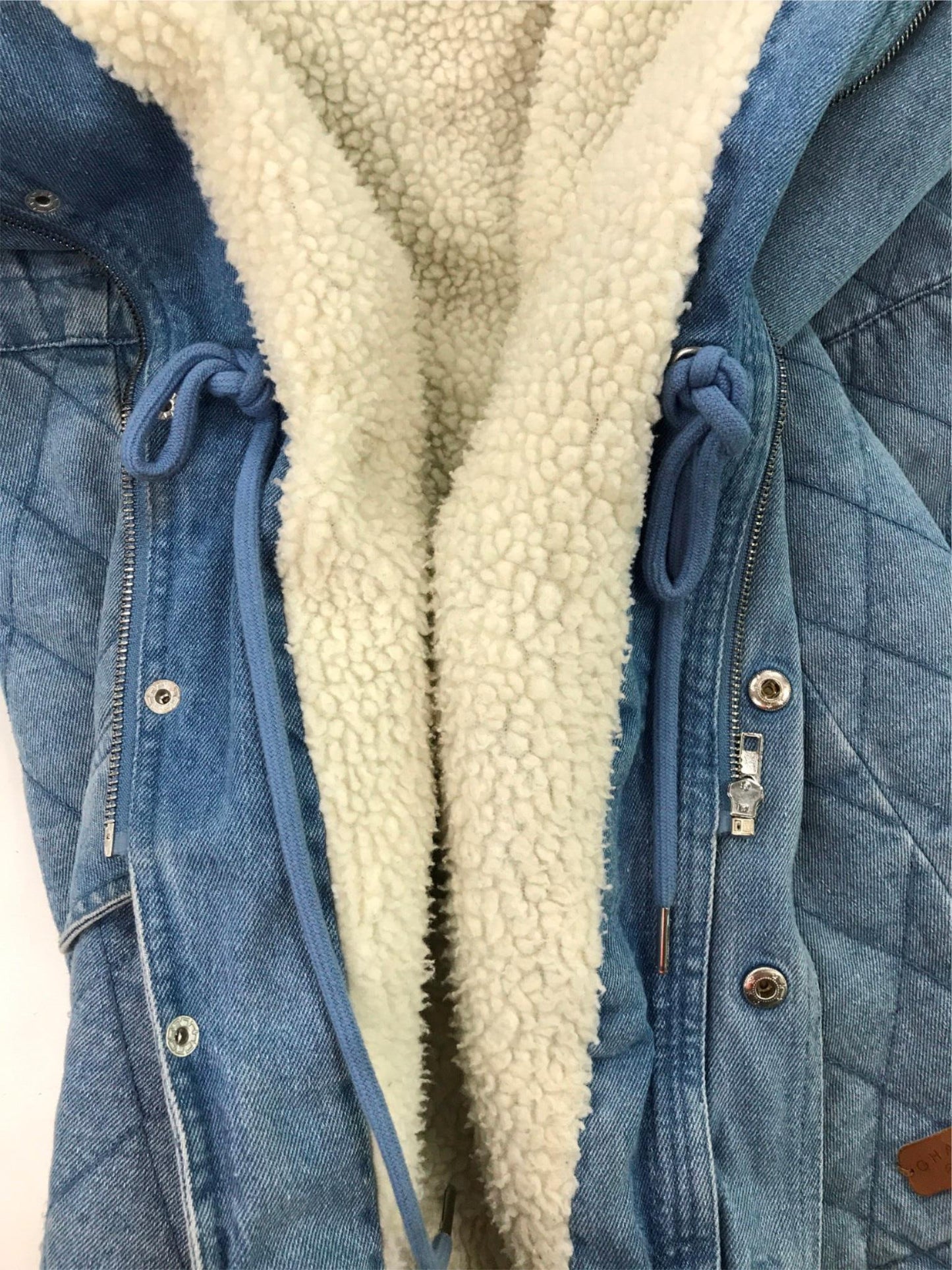 Ghanda Winter Denim Hooded Jacket Polyester Filling Ladies Sz Xs