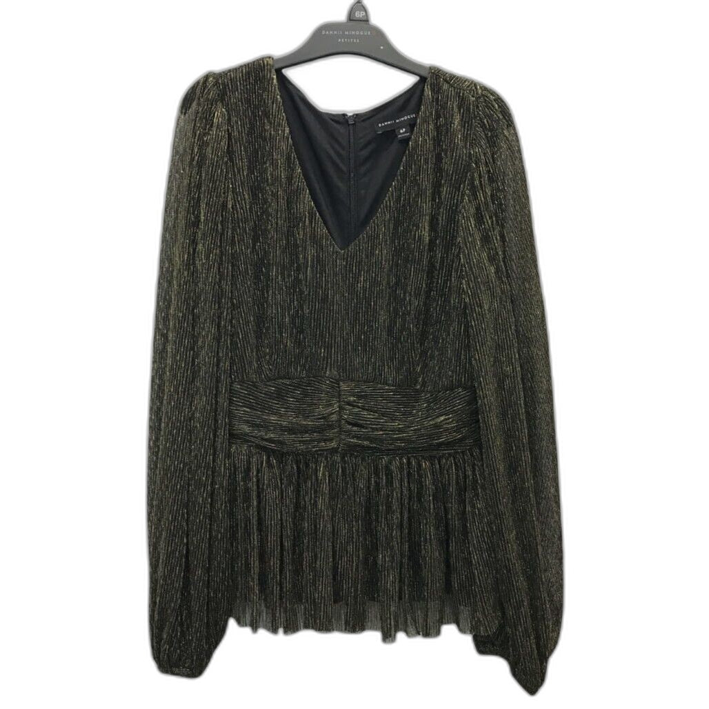 target-dannii-minogue-flecked-gold-gathered-waist-top-womens-sz-6p-petites-new-5o