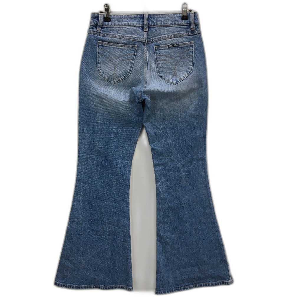 Rollas Organic Cotton Sailor Low Rise Flare Blue Denim Jeans Ladies Size 8 NEW