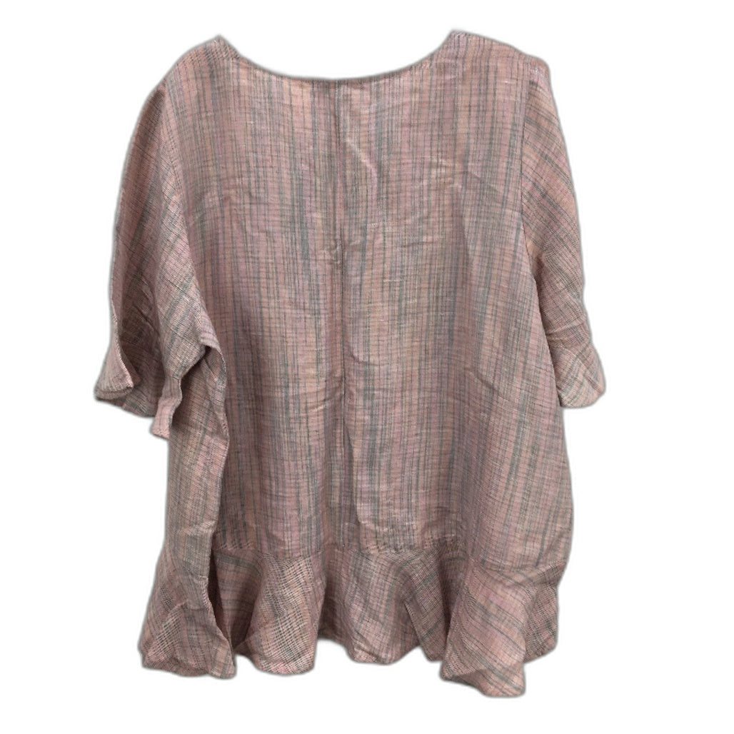 Regatta Curve Linen Blend Twill Orange Fluted Short Sleeve Top Ladies Sz 20 NEW