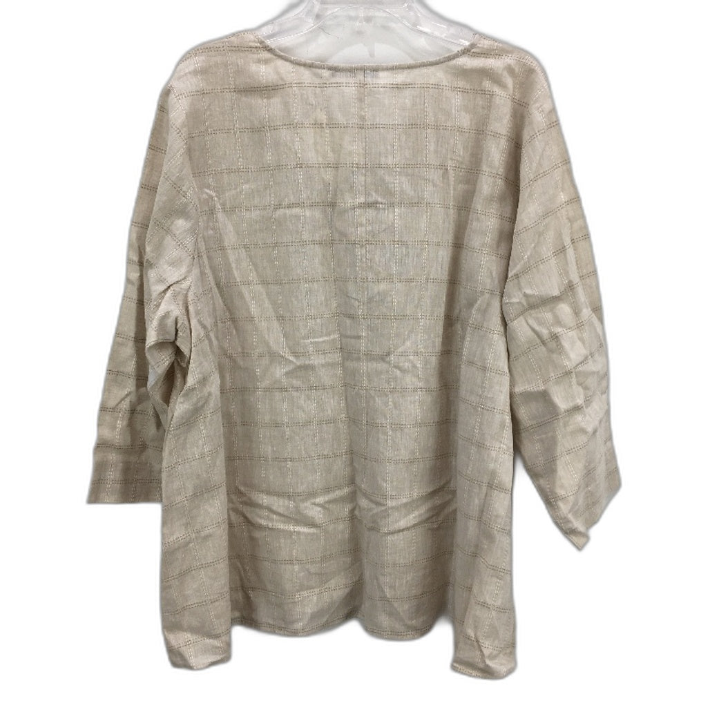 Regatta Curve Linen Blend Woven V Neck Oat Half Sleeve Top Ladies Size 20 NEW