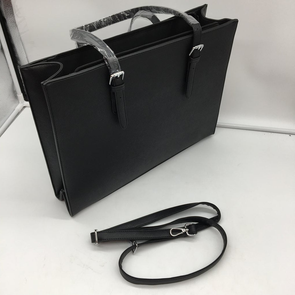 Nubily Waterproof Black PU Leather Women's 15.6 inch Tote Laptop Handbag NEW