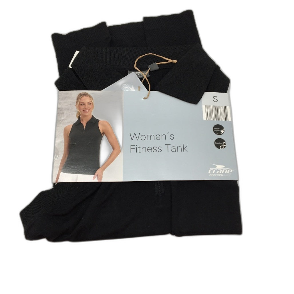 Crane Performance 2Pk Black Collared Sleeveless Fitness Tank Top Ladies Sz S NEW