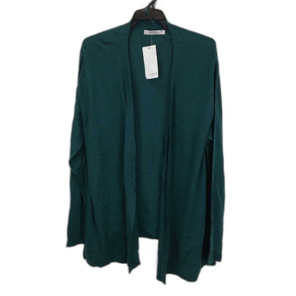 Violetta by Mango Emerald Green Thin Knit Cardigan Ladies Size Large NEW