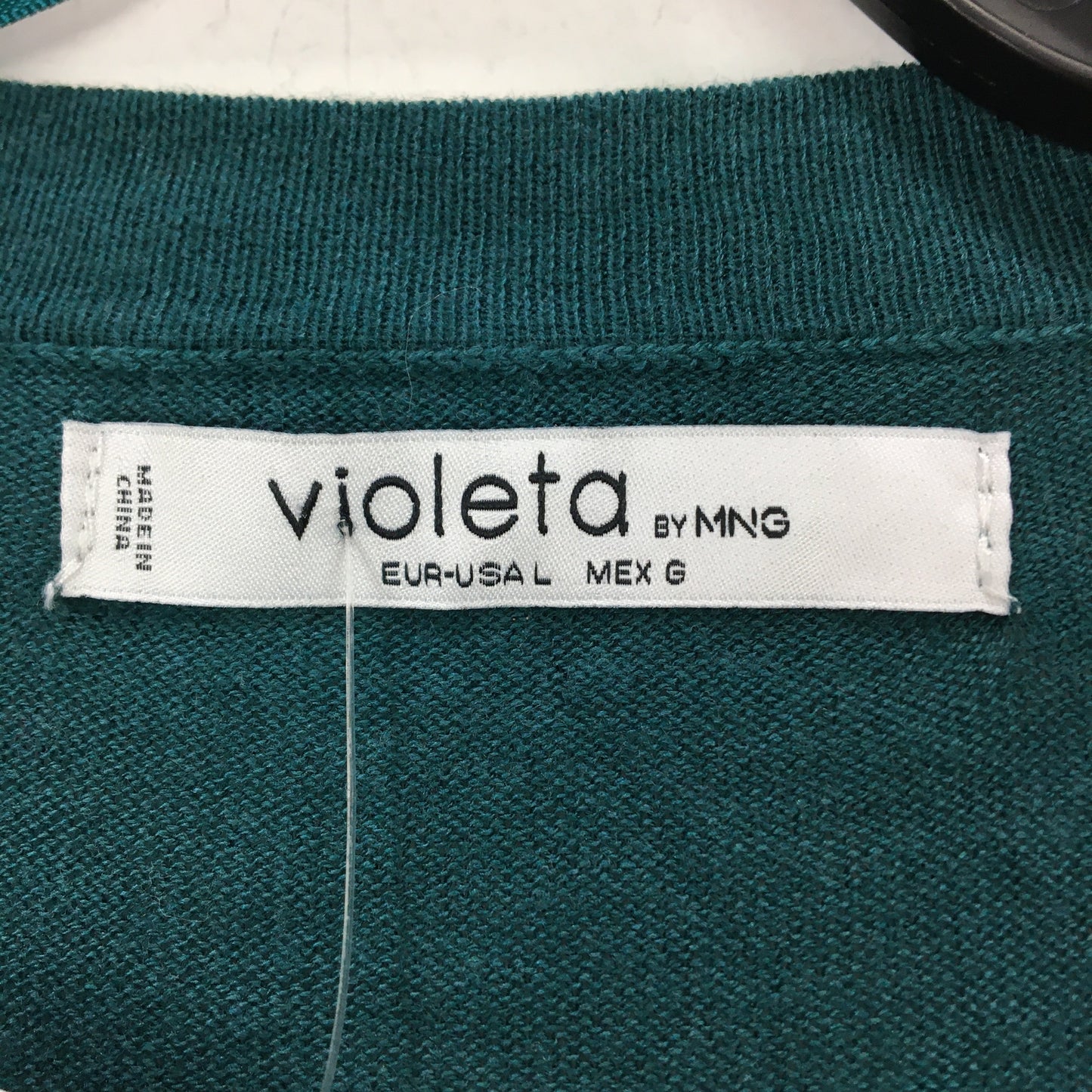Violetta by Mango Emerald Green Thin Knit Cardigan Ladies Size Large NEW