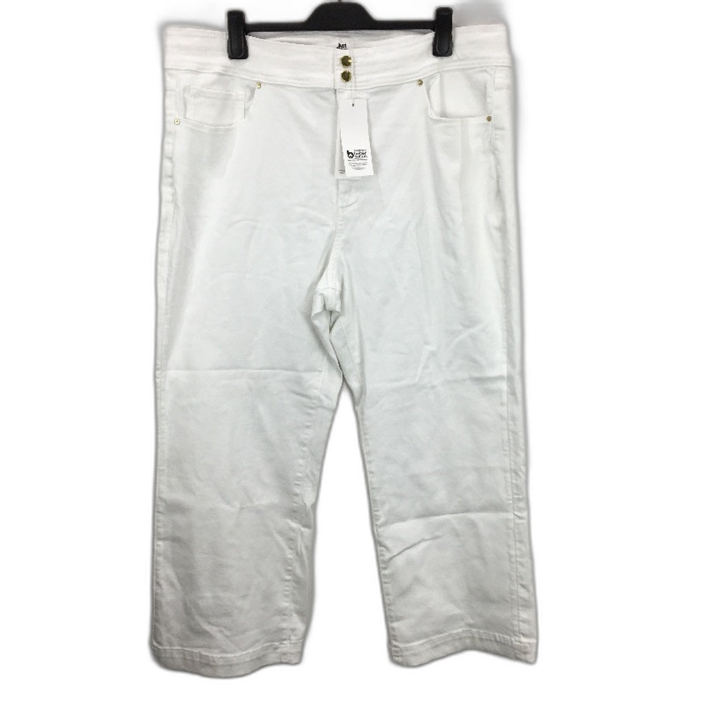 Just Jeans White Ankle Wide Leg High Rise Denim Jeans Ladies Size AU 22 NEW