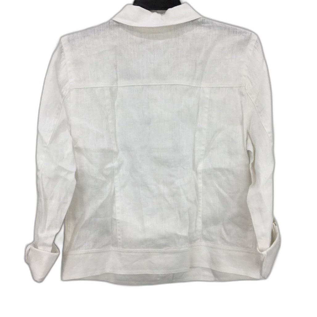 JacquiE Collared Button Up Long Sleeve White Linen Top Ladies Size AU 8 NEW