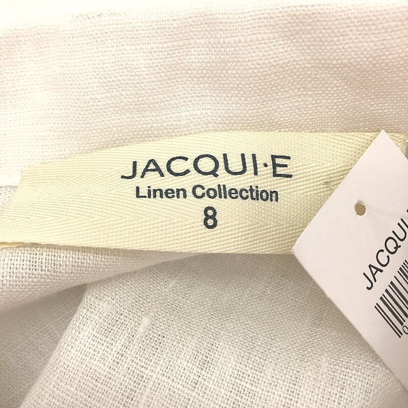 JacquiE Collared Button Up Long Sleeve White Linen Top Ladies Size AU 8 NEW