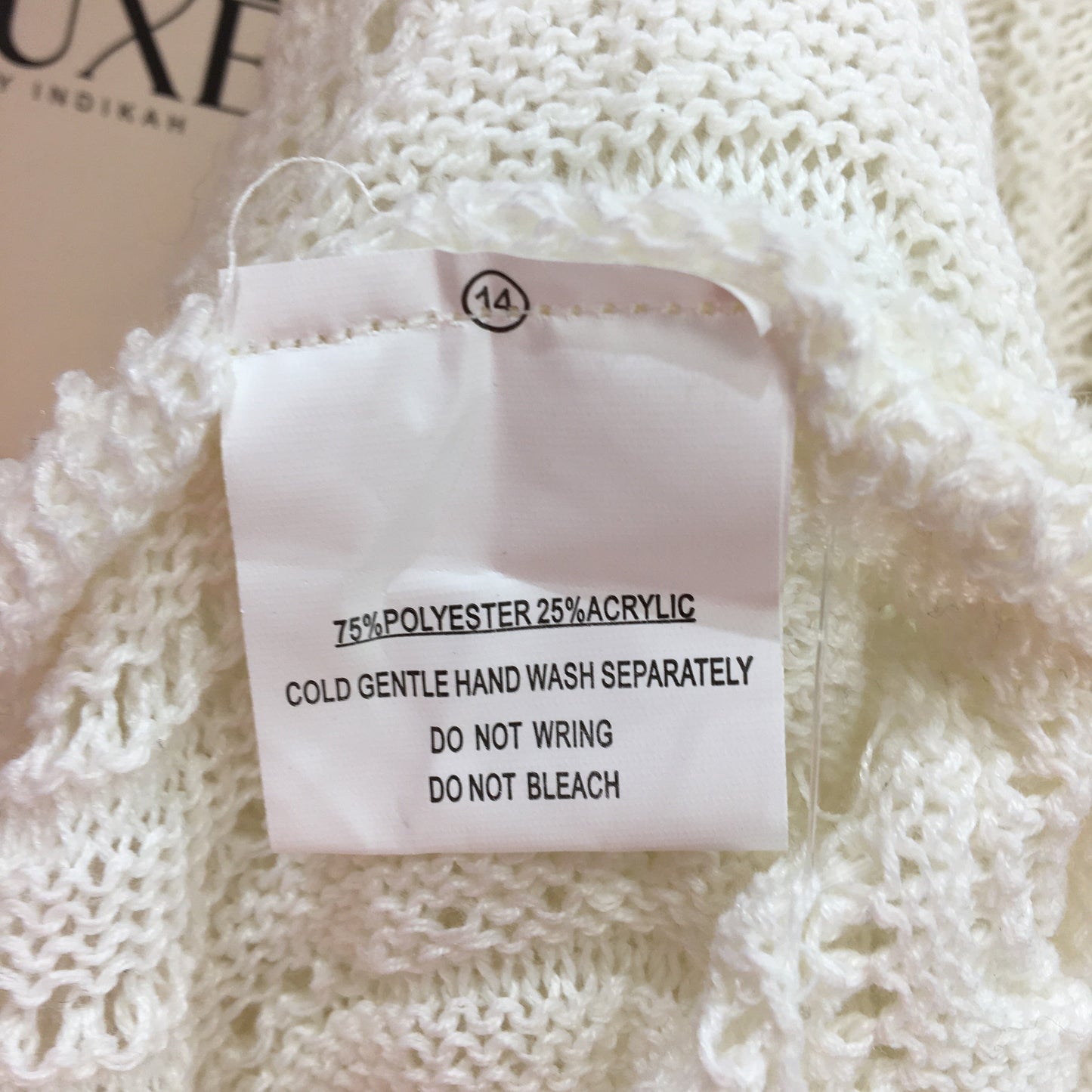 Indi Luxe by Indikah White Crochet Button Up Mini Dress Ladies Size Medium NEW