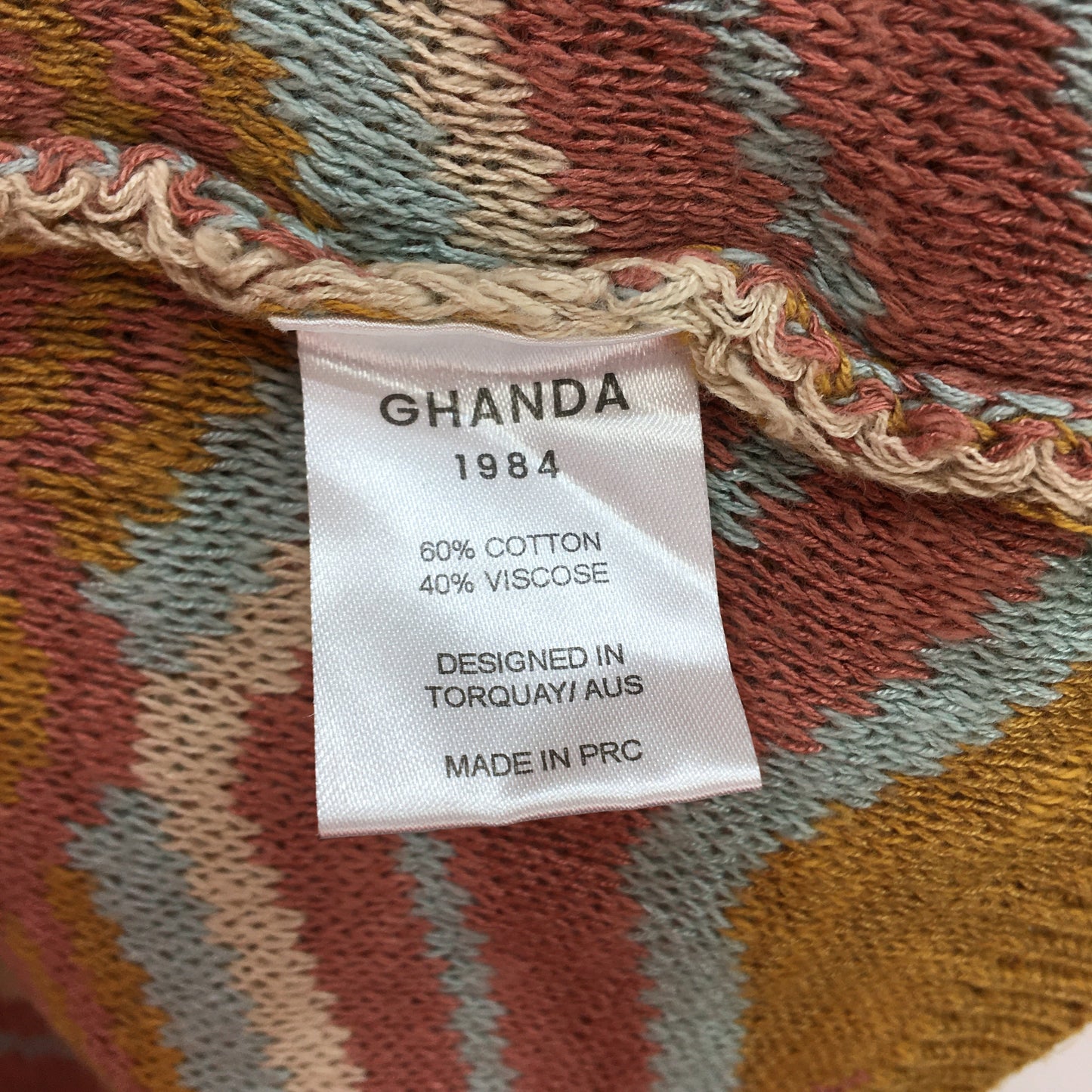 Ghanda Sylvie Knitted Stripe Inside-Out Multicoloured Top Ladies Size Large NEW