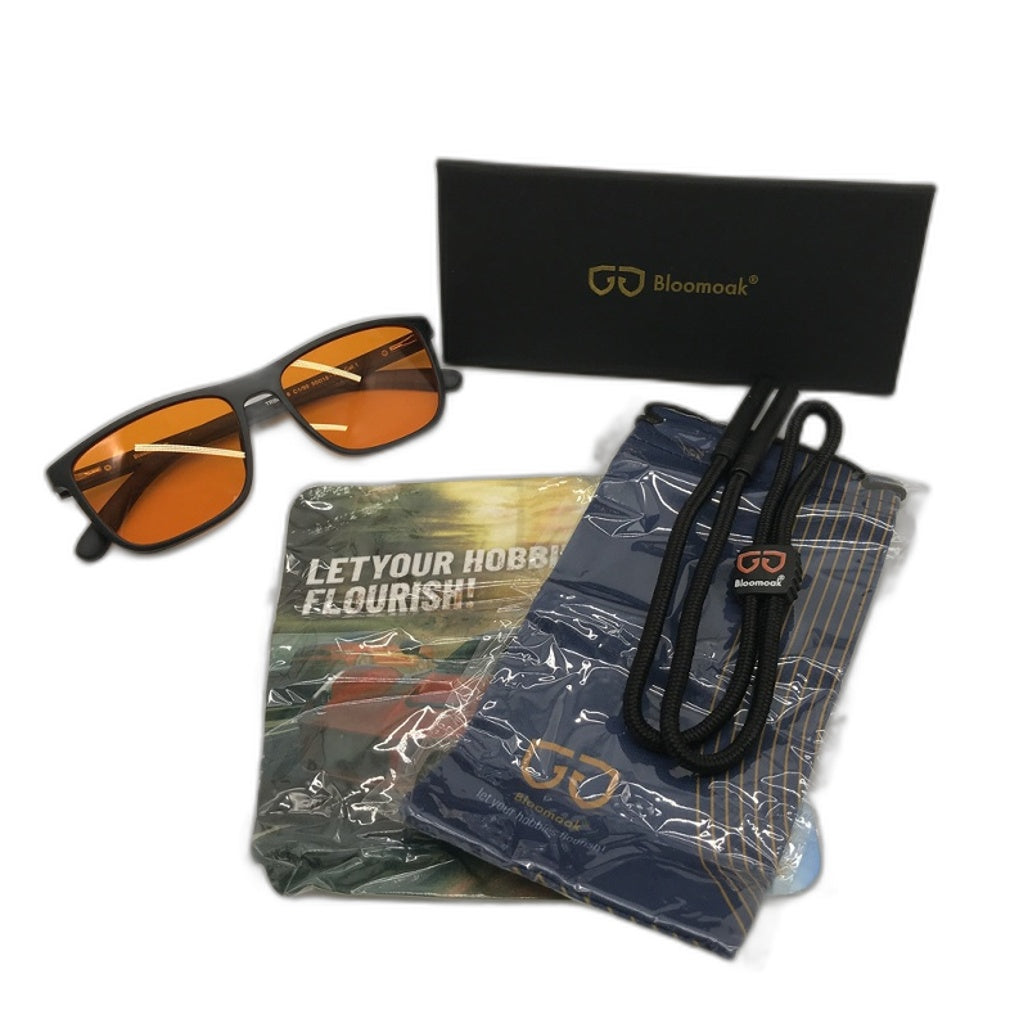 Bloomoak Blue Light Blocking Anti-Glare Black Framed Orange Tinted Glasses NEW