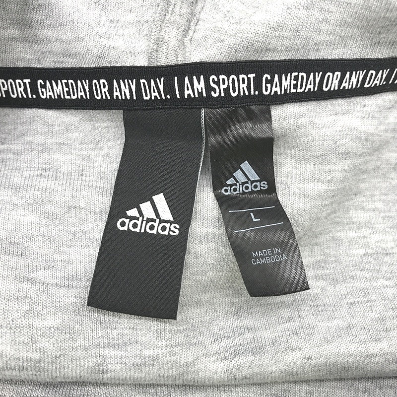 Adidas Grey Marle&White 3 Stripes Zip-Up Hooded Jacket Mens Size Large Preowned