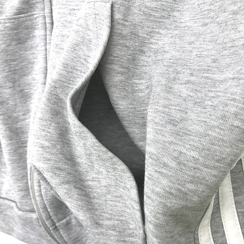 Adidas Grey Marle&White 3 Stripes Zip-Up Hooded Jacket Mens Size Large Preowned