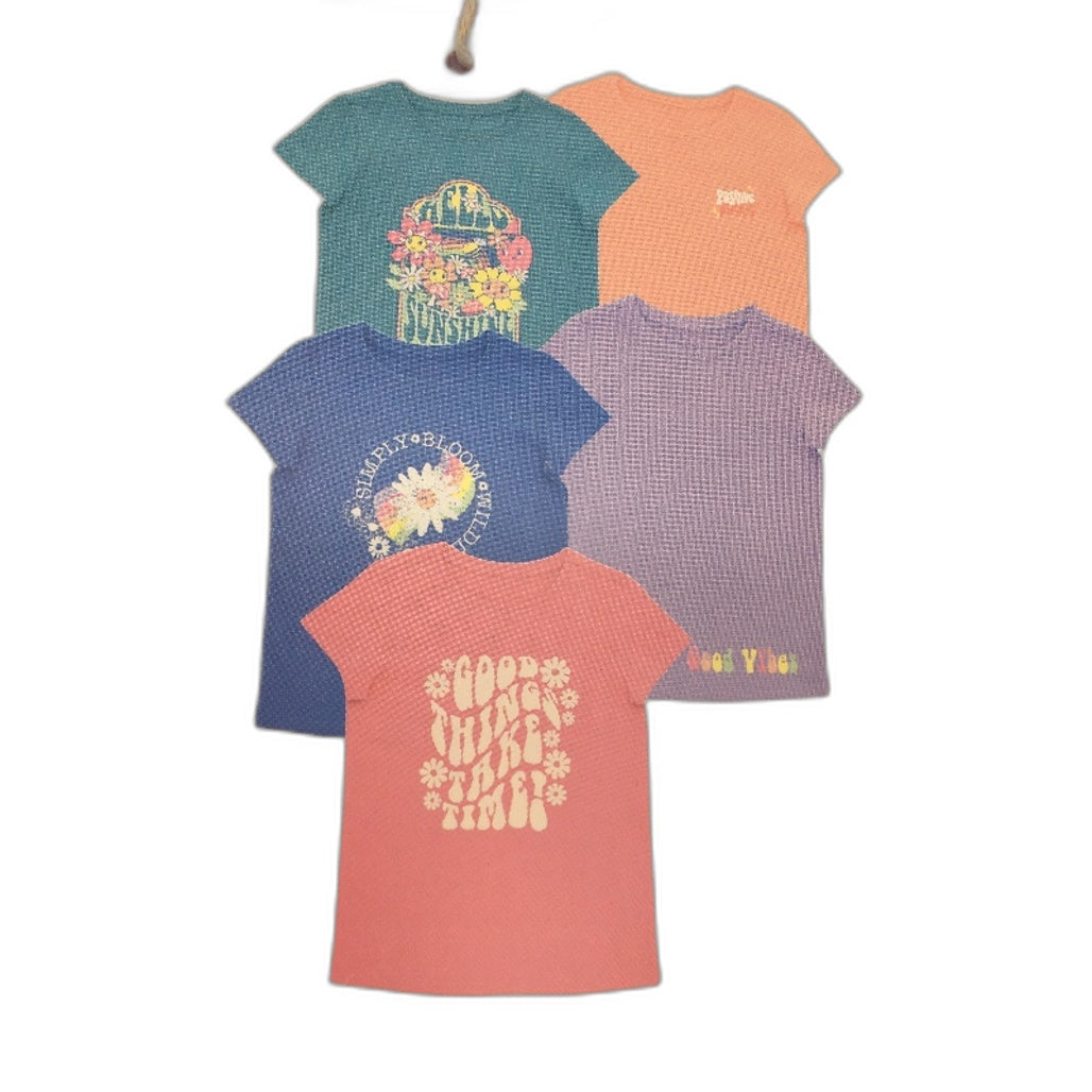 Lily & Dan 2 x 5Pks Classic Fit 100% Cotton Mutlicoloured Girls Tees Size 5 NEW
