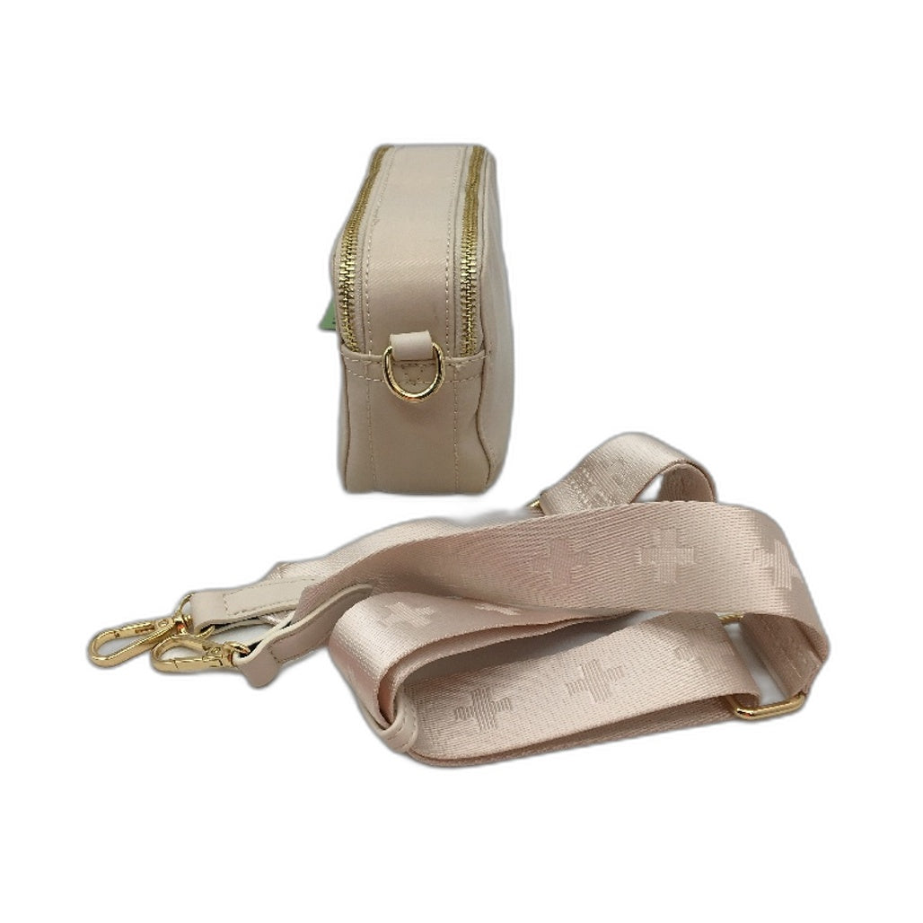 Peta And Jain Cream Beige Golden Zipper Small Crossbody Bag Multi-Pocket NEW