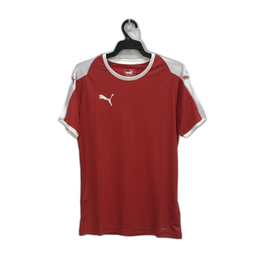 PUMA LIGA Jersey Red & White Sports T Shirt Training Top Mens Size XS