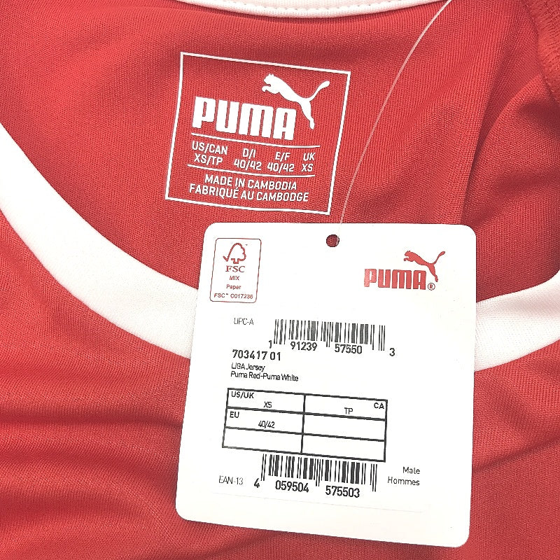 PUMA LIGA Jersey Red & White Sports T Shirt Training Top Mens Size XS