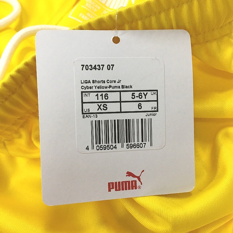PUMA Junior Cyber Yellow LIGA Core Sports Training Shorts Youth Size XS 5-6Y