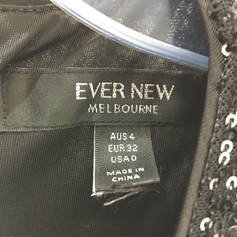 Ever New Black Sequin Long Sleeve Ruffle Trim Mini Dress Ladies Size AU 4 NEW