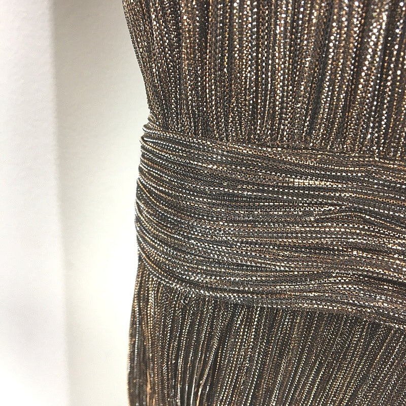 Forever New Brown Sparkly Long Sleeve Flowy Mini Dress Ladies Size AU 16 NEW