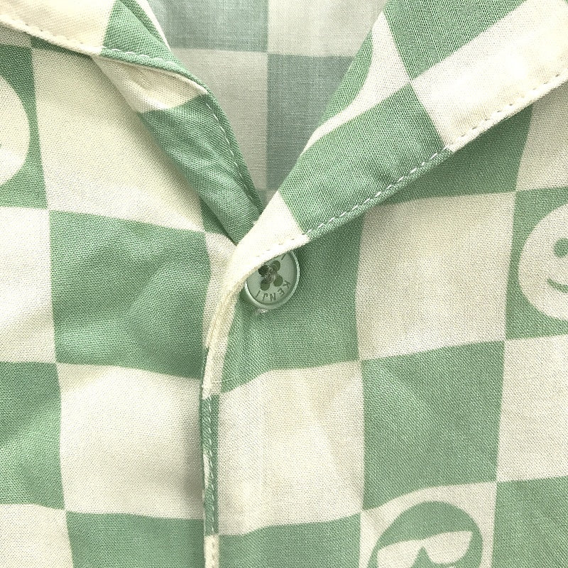 Kenji Light Green Checkered Face Design Button Regular Fit Shirt Mens Size M NEW