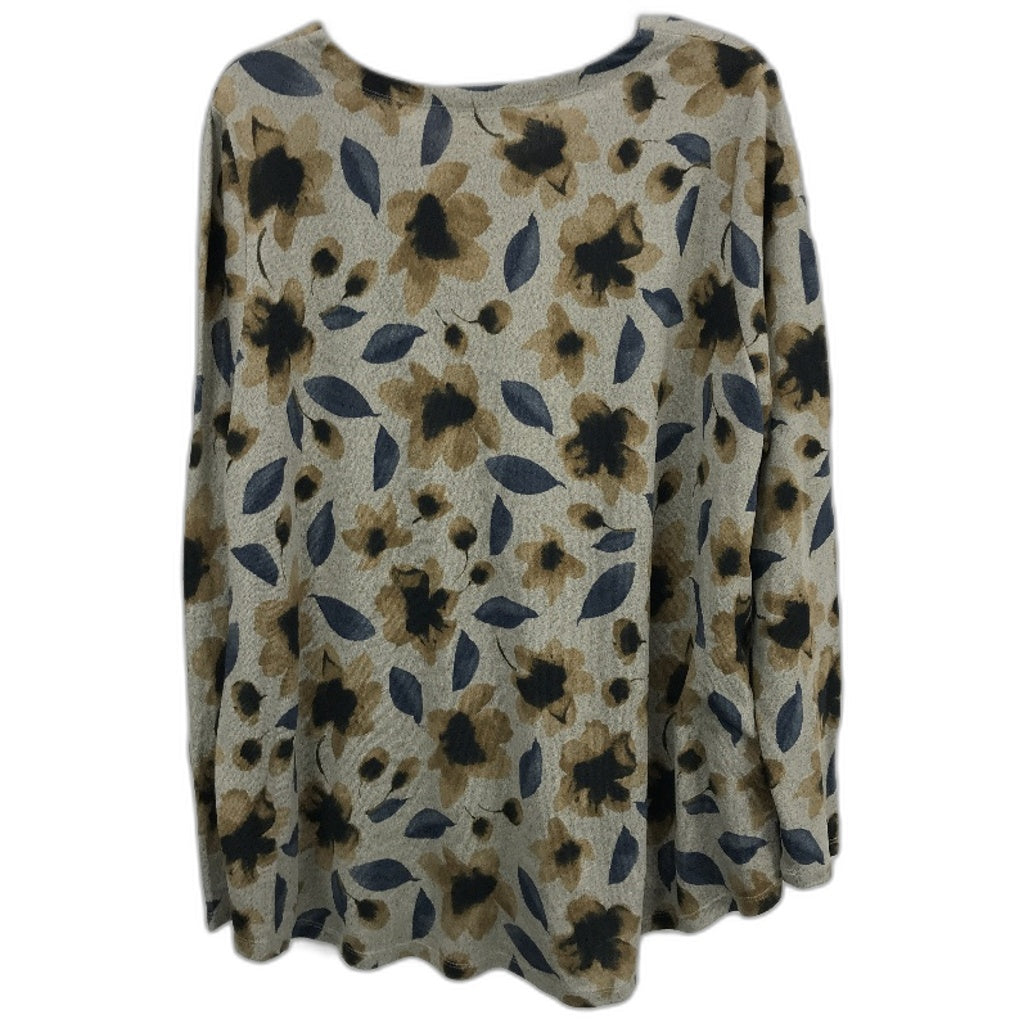 Regatta Curve Grey Blue Floral Soft Touch L/Sleeve Tunic Top Ladies Size 20 NEW
