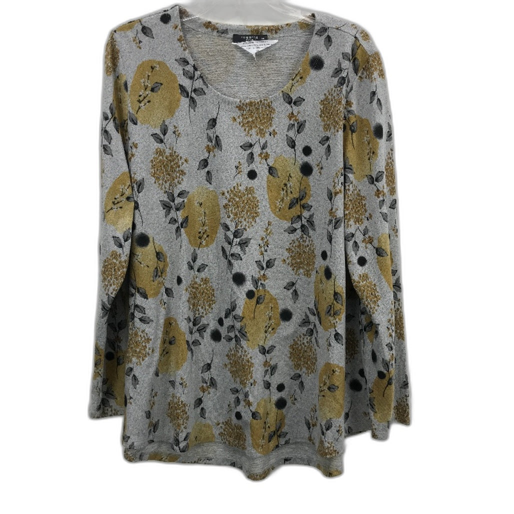 Regatta Curve Grey Yellow Floral Soft Touch L/Sleeve Tunic Top Ladies Siz 20 NEW
