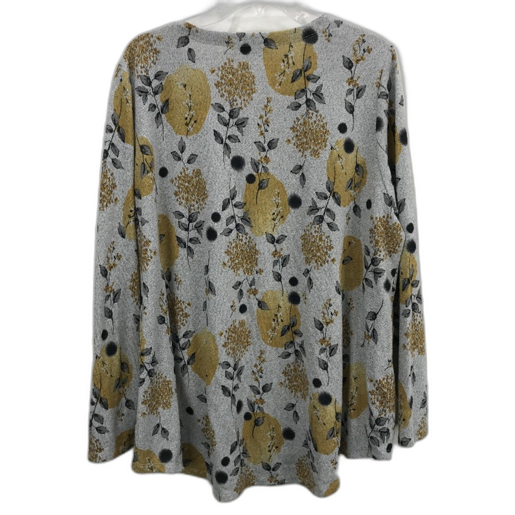 Regatta Curve Grey Yellow Floral Soft Touch L/Sleeve Tunic Top Ladies Siz 20 NEW