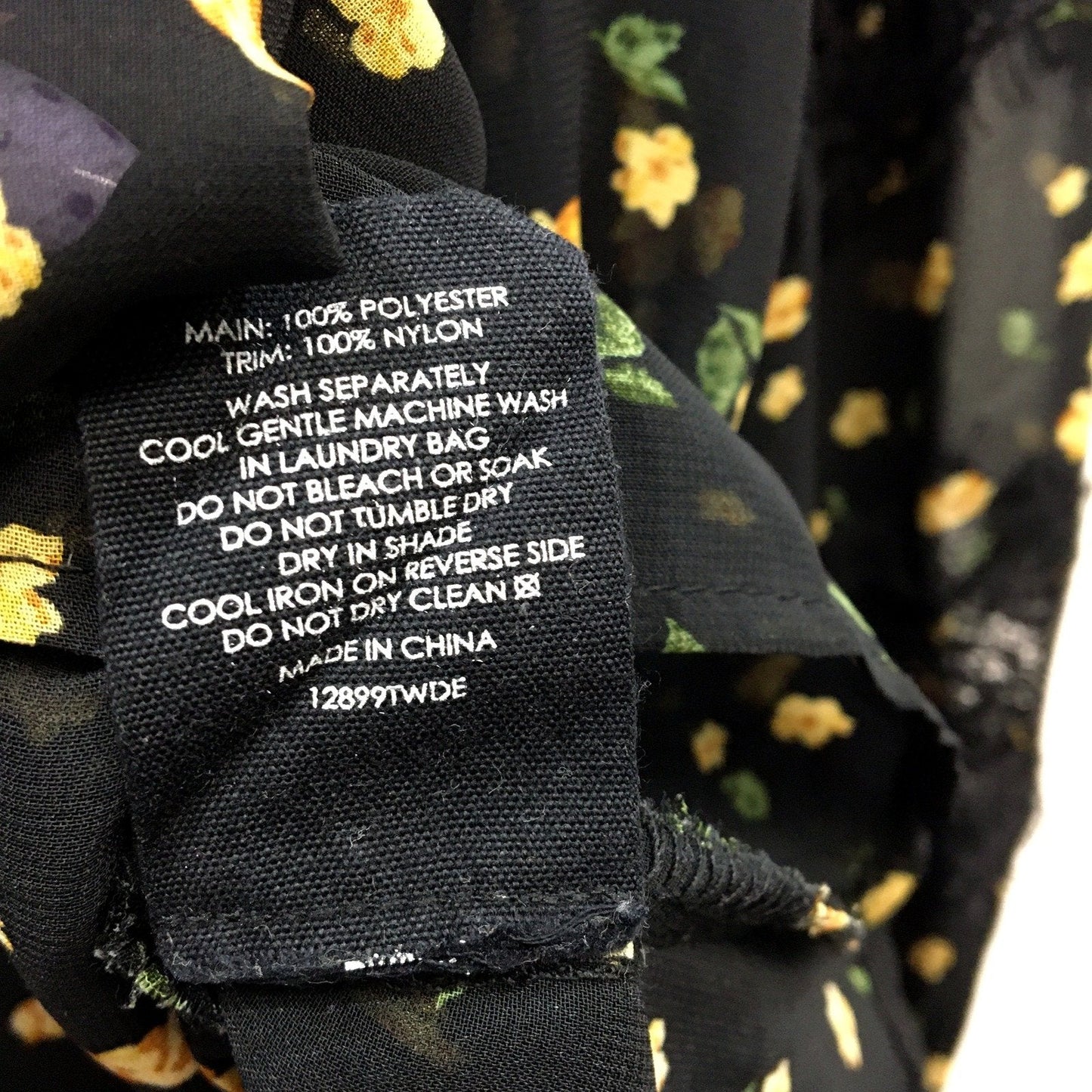 Decjuba Womens Floral Print Blouse Long Sleeve Ruffle Collar Shirt Black Size 10