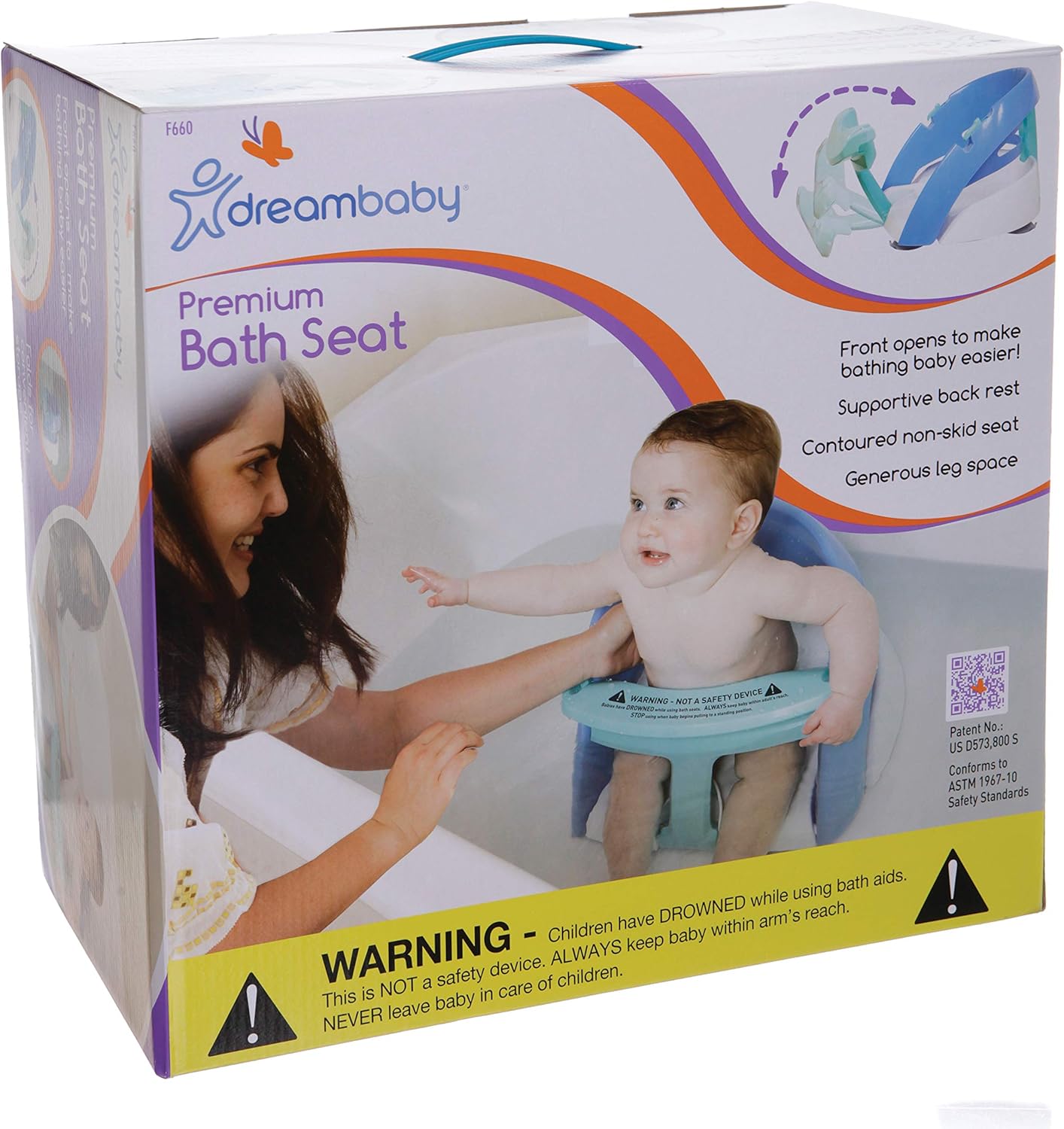 Dreambaby Premium Baby Bath Seat Comfortable Aqua Blue Toddler Support NEW