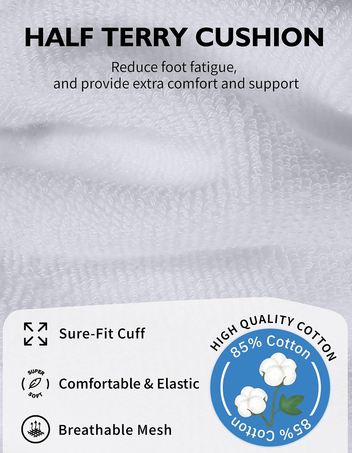 CLOSEMATE Thick Cushioned Cotton Athletic Ankle Trainer Socks 7 Pack NEW