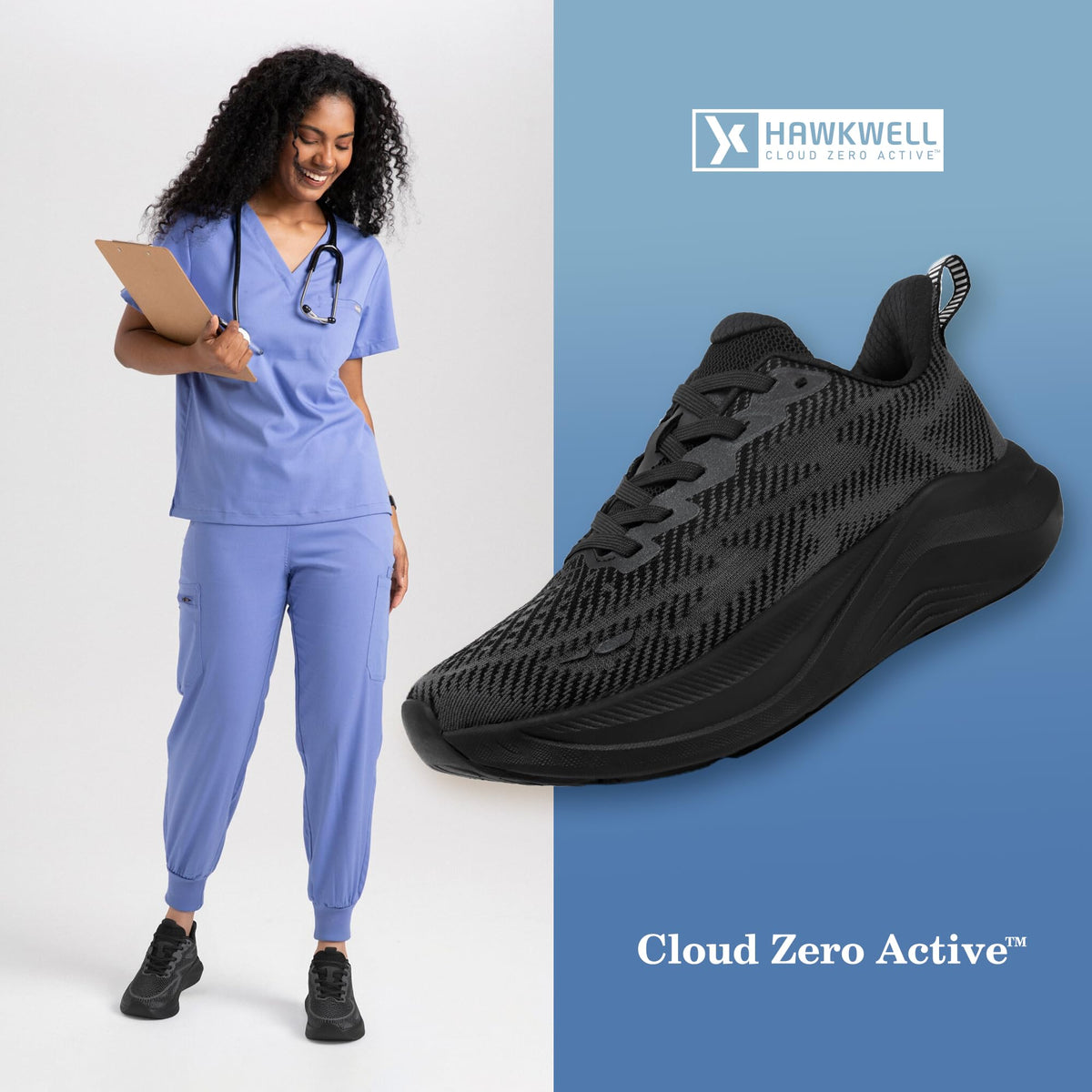 Hawkwell Cloud Zero Active Cushion Breathable Walking Shoes Black US6.5 EU38 NEW