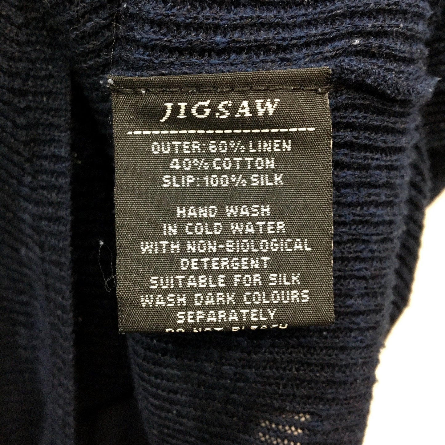 Jigsaw Womens Sleeveless Navy Layered Silk Slip Linen Cotton Blend Top Sz M