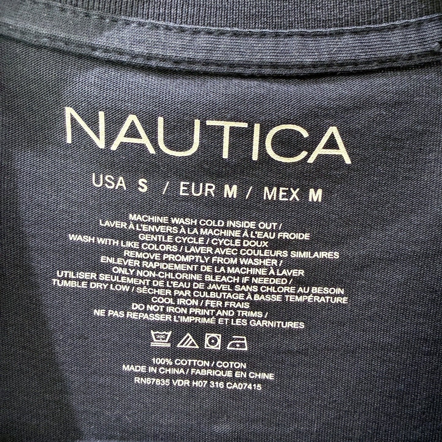 Nautica Mens Navy Blue Cotton Short Sleeve T-Shirt for Small Size