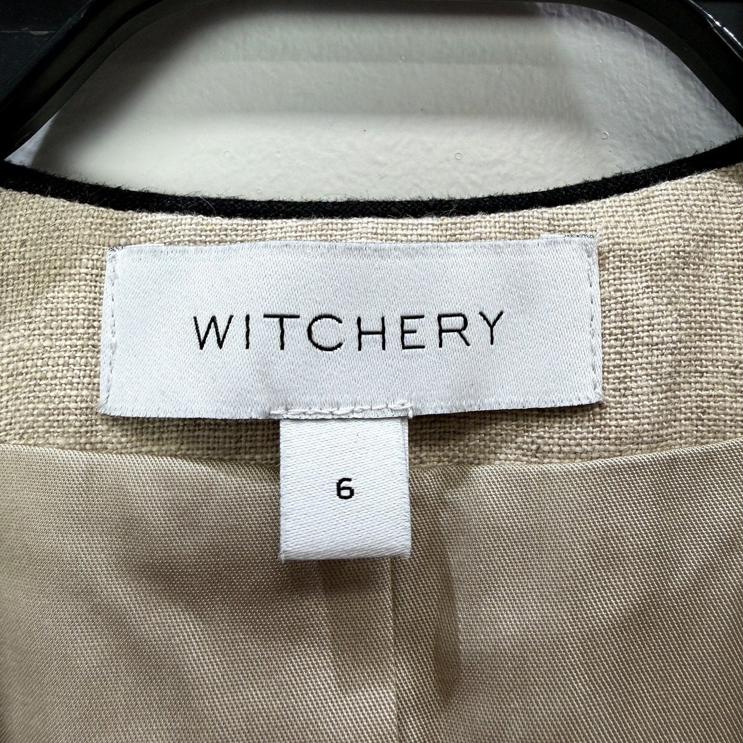 Witchery Womens Linen Sleeveless Button Front Vest in Beige, Size 6