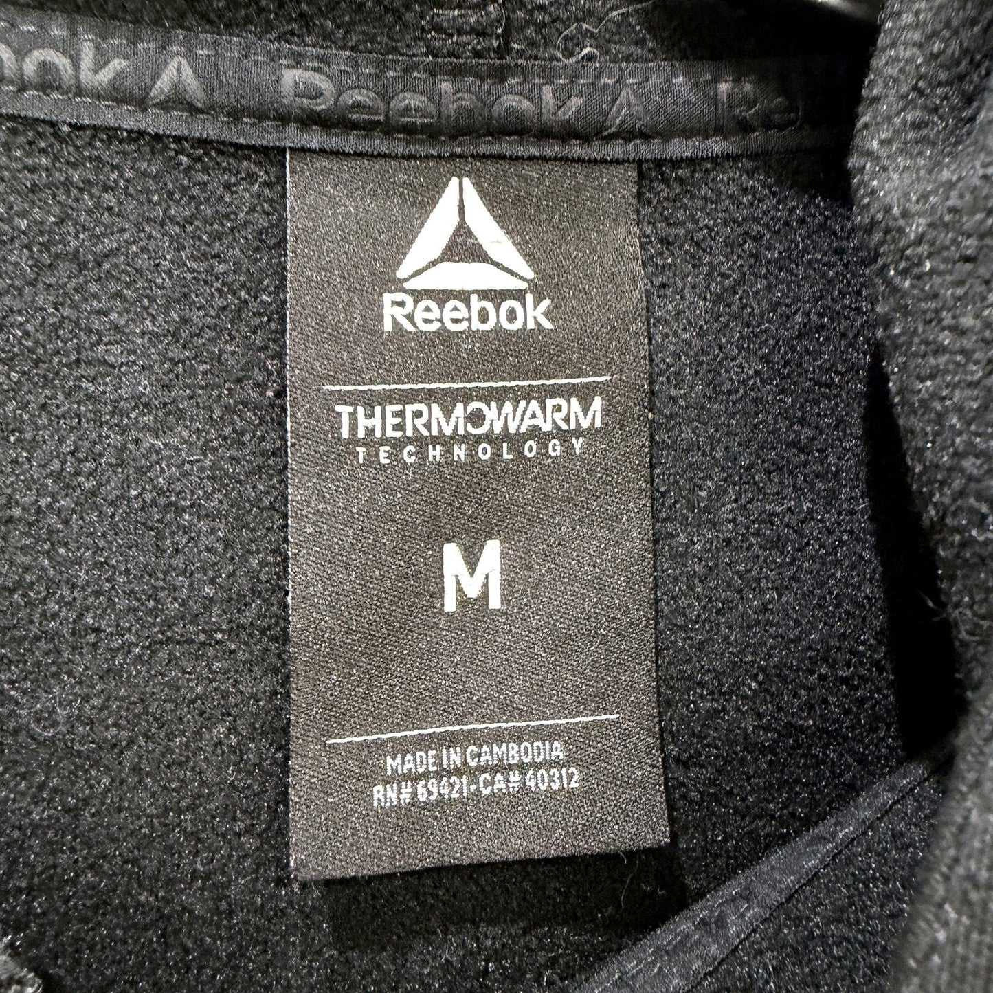 Reebok Womens Thermowarm Hoodie Black Polyester Lightweight Pullover Size M