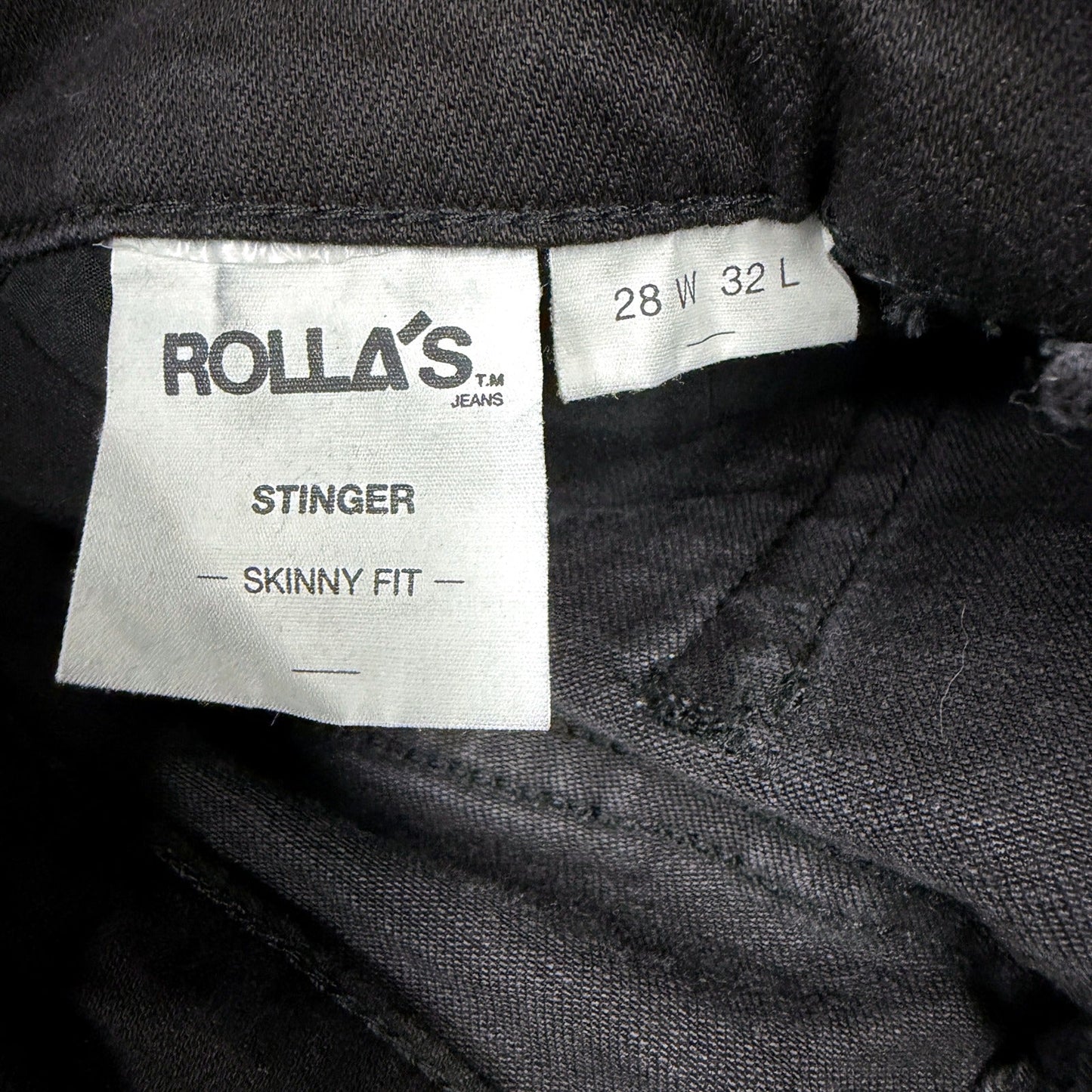 Rollas Womens Stinger Black Rip Skinny Jeans Distressed Denim Size 30/32 NEW