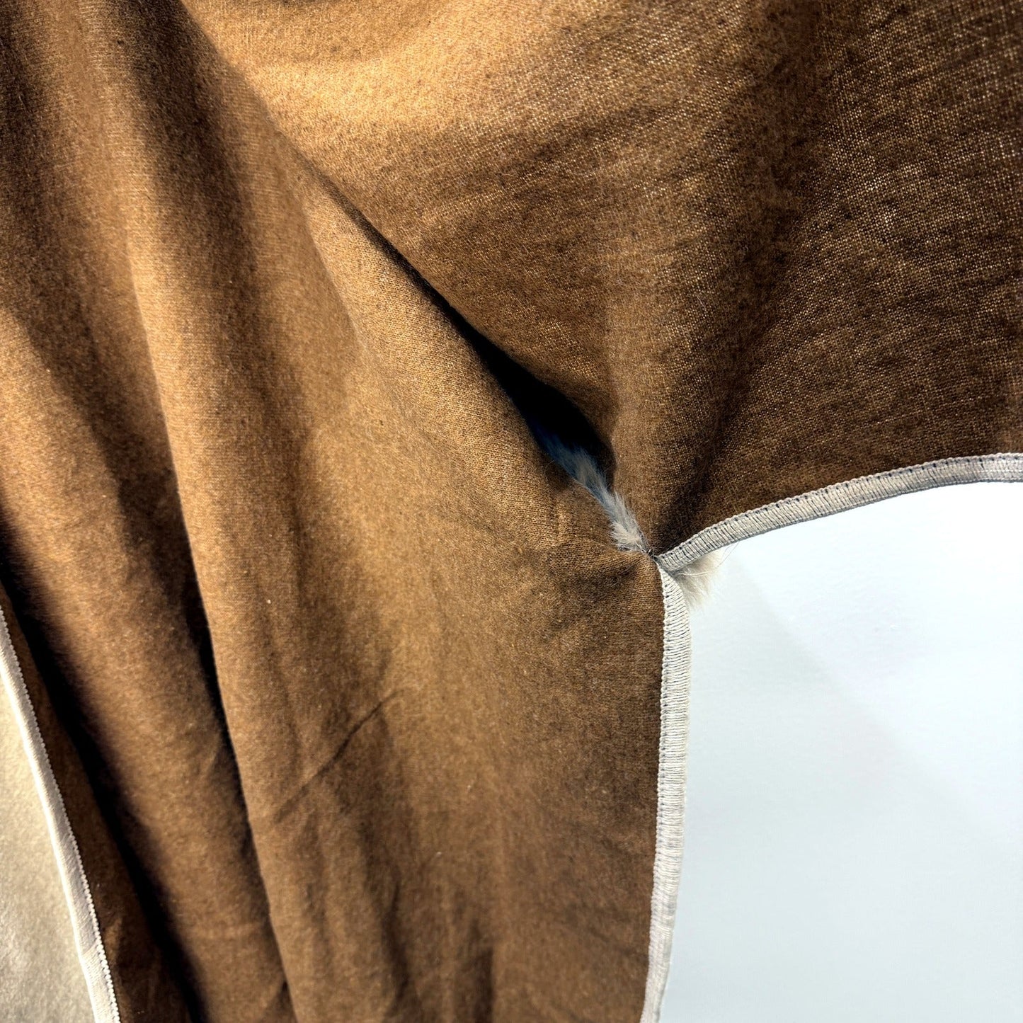 Hooded Wool Poncho Womens with Luxurious Beige Fur Trim, One Size
