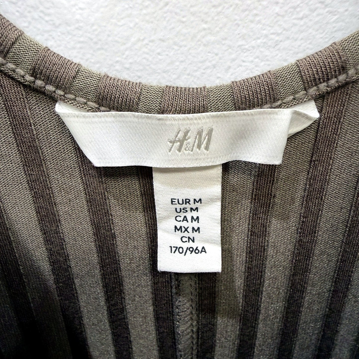 H&M Womens Ribbed Tank Midi Dress Sleeveless Knit Casual Brown Size M