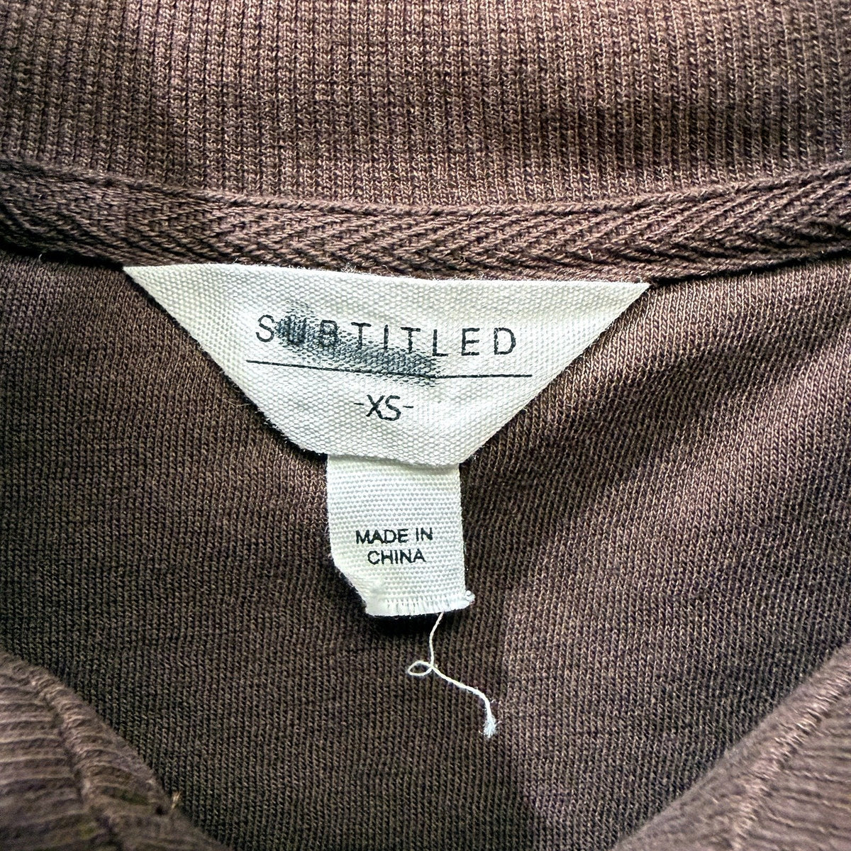 Subtitled Womens Quarter Zip Sweatshirt Brown Lightweight Casual Size XS NEW