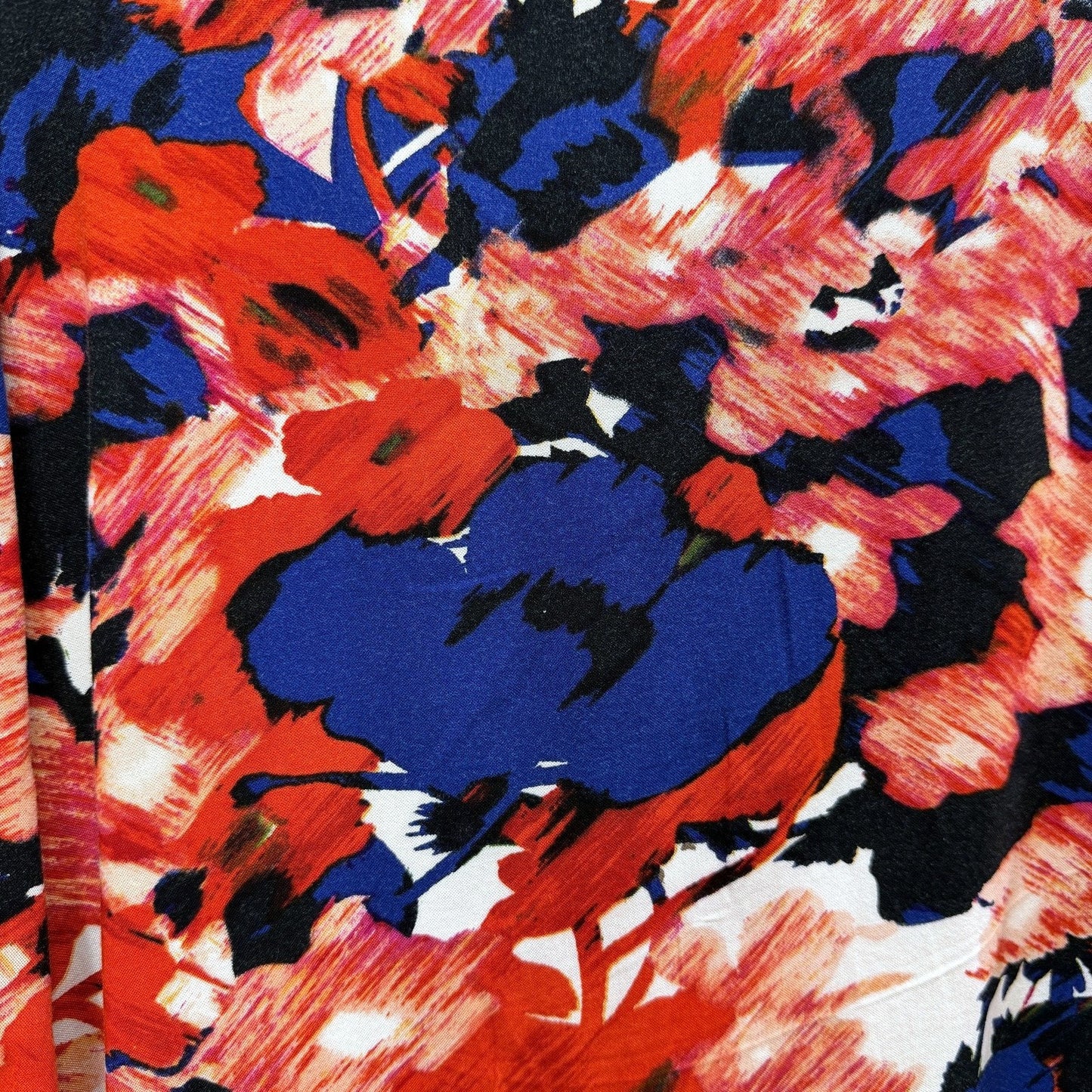 Multi Color Illusion Womens Floral Pullover Blouse Long Sleeve Viscose Top Sz L