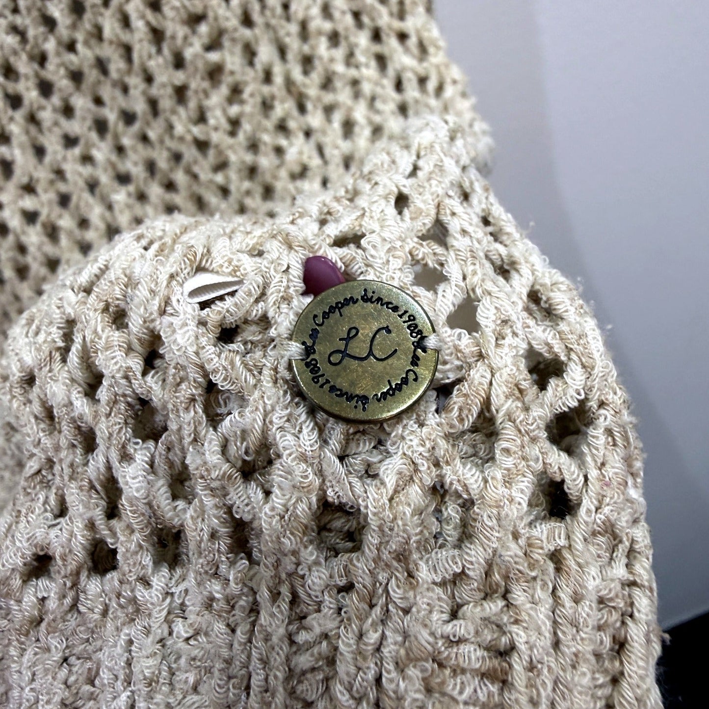 Lee Cooper Womens Beige Pullover Knit Mesh Sweater Size 14