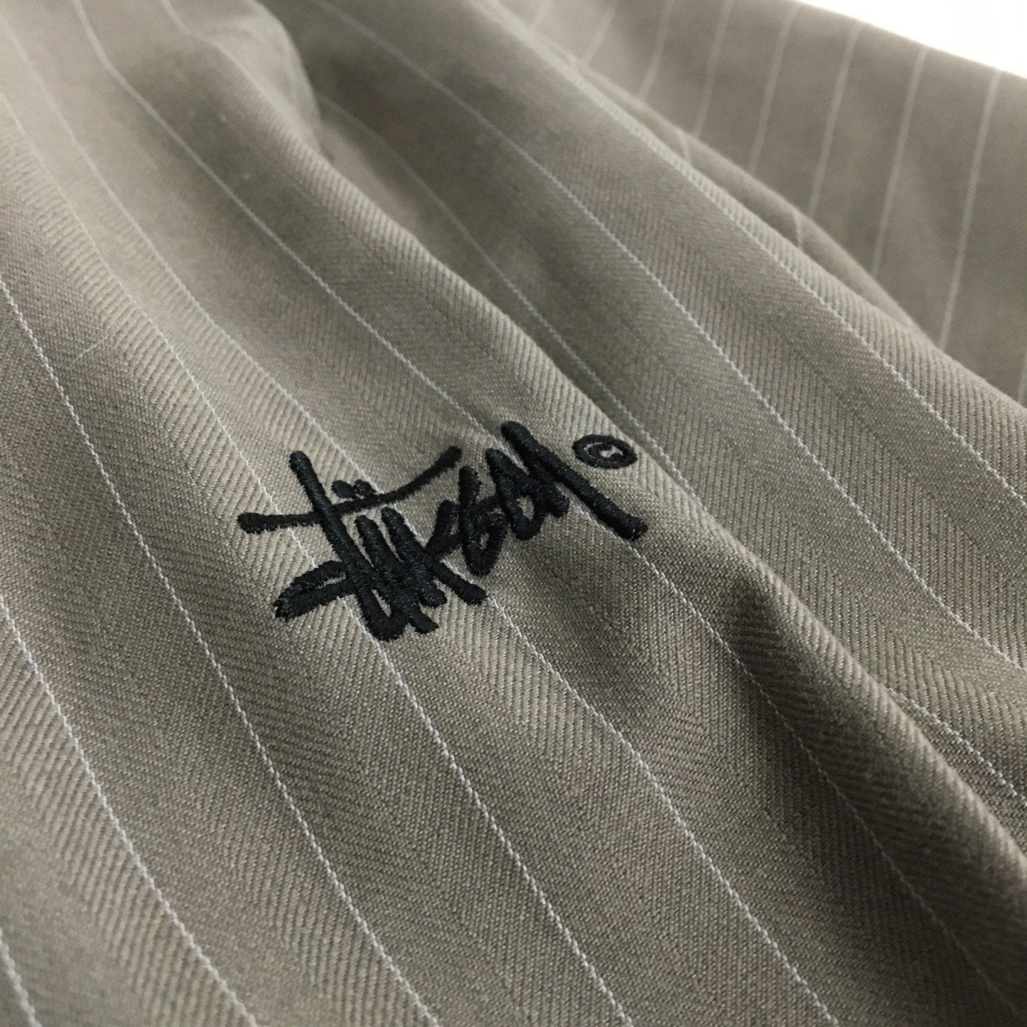 Stussy Pinstripe Dress Pants Relaxed Fit Tan/Beige Womens Size 10