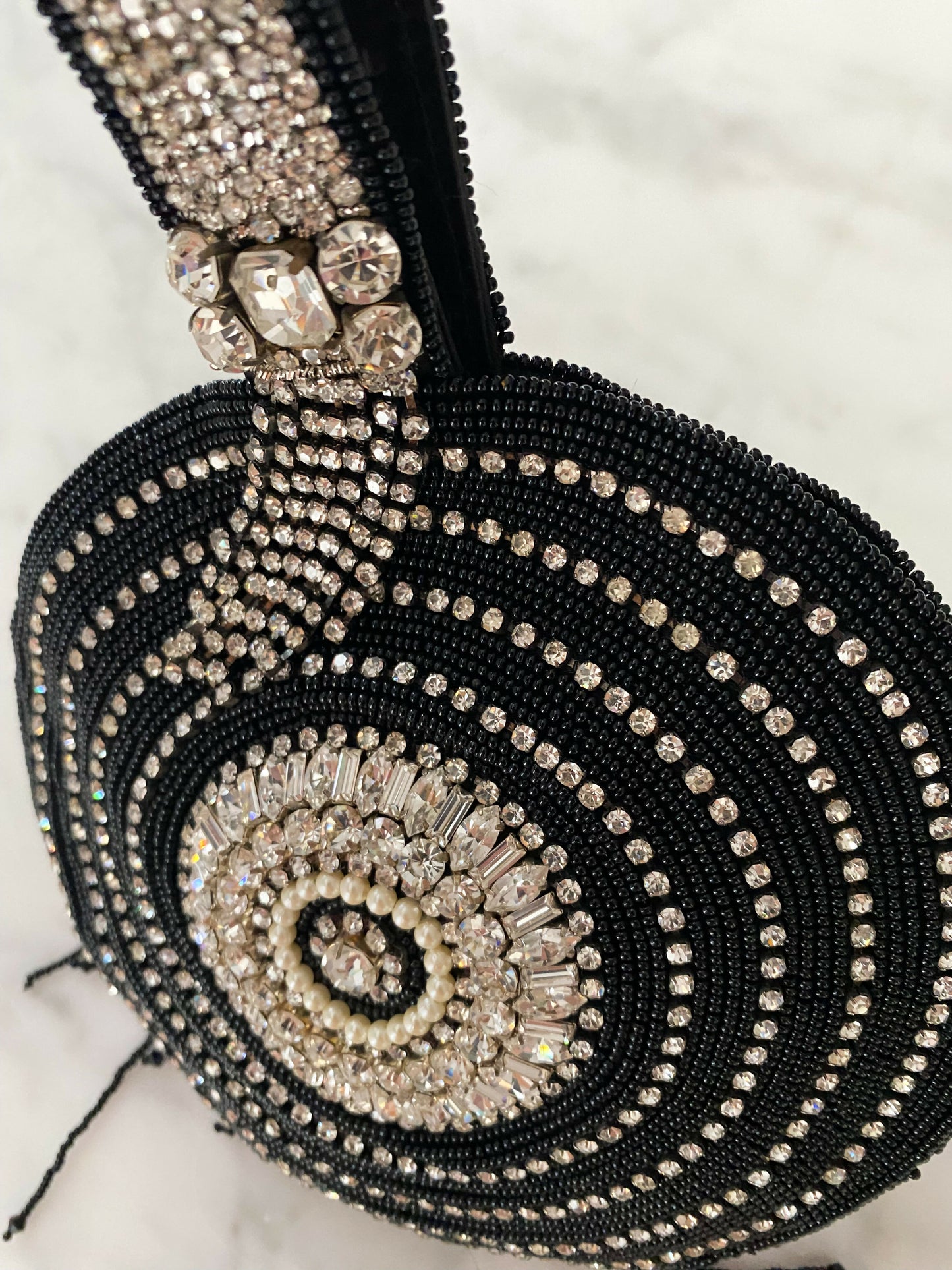 Mosaic Journeys Black Diamante Clutch