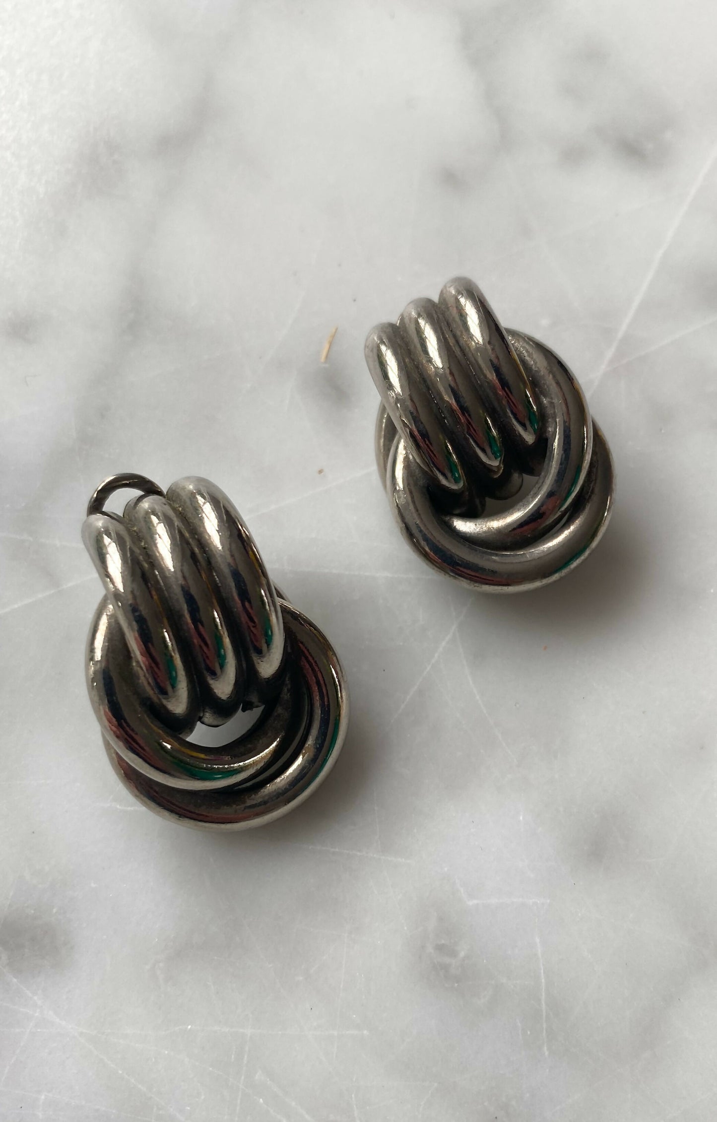 Silver-Tone Clip-On Knot Earrings