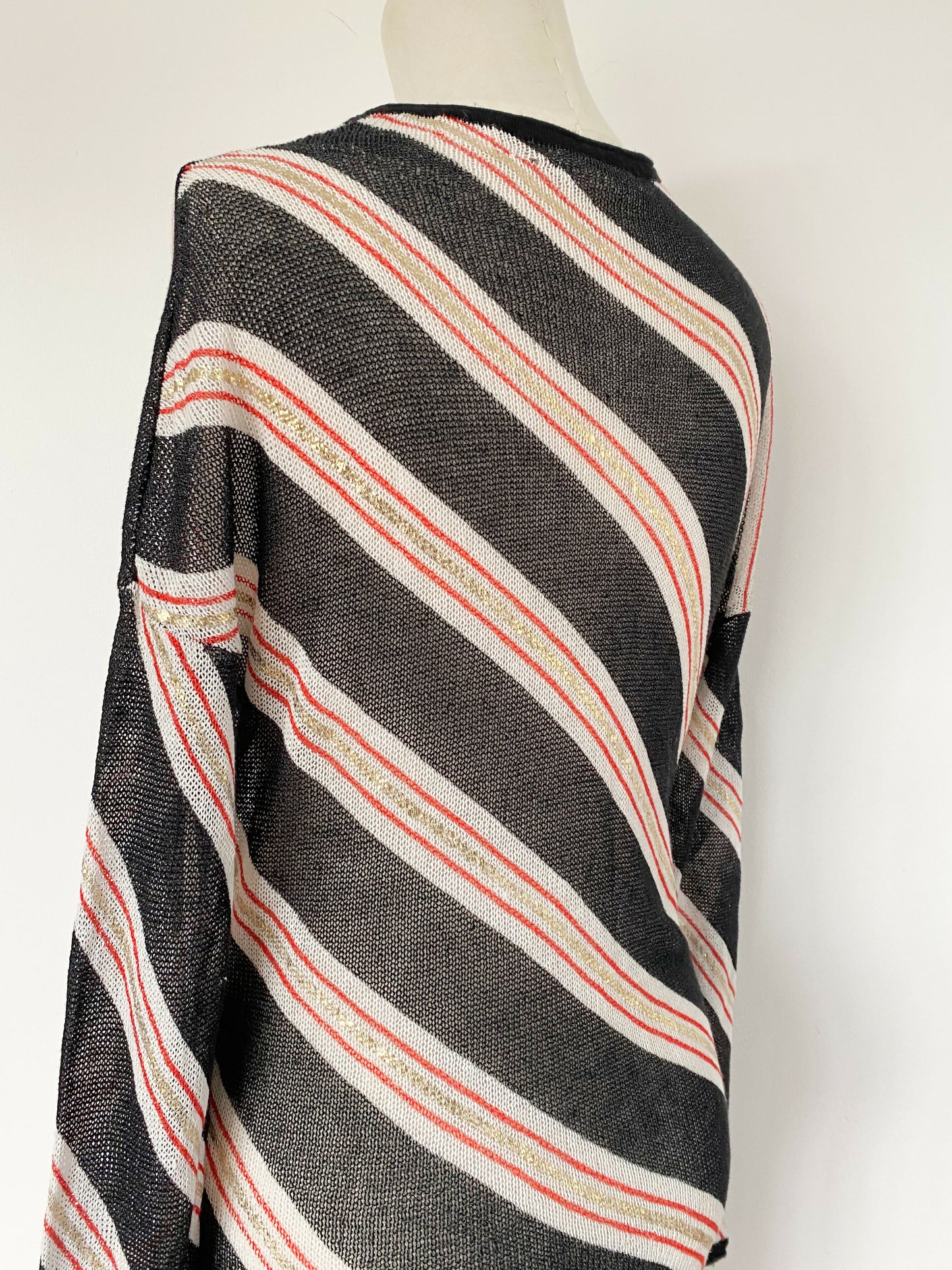 sass and bide Size S Sheer Striped Linen-Blend Top