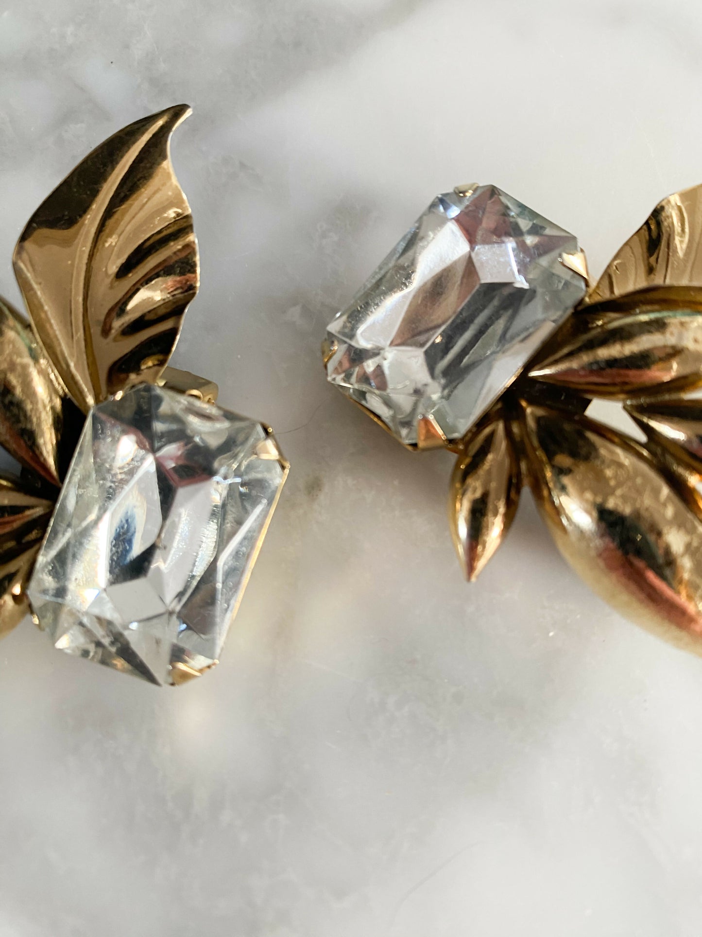 Gold-Tone and Faux Crystal Clip-On Earrings